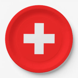 Plato De Papel Bandera Suiza Personalizada Schweiz Europa Suiza