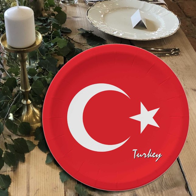 Plato De Papel Bandera turca, fiesta, deportes, Turquía (Subido por el creador)