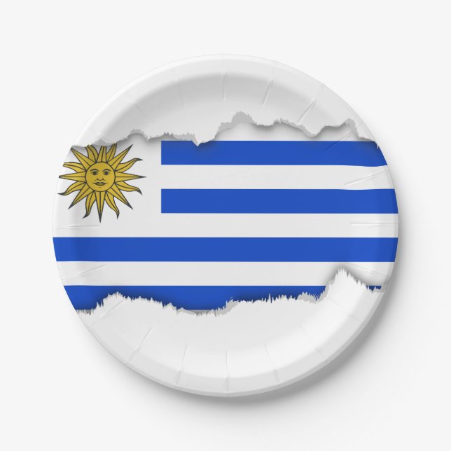 Plato De Papel Bandera Uruguay (Anverso)