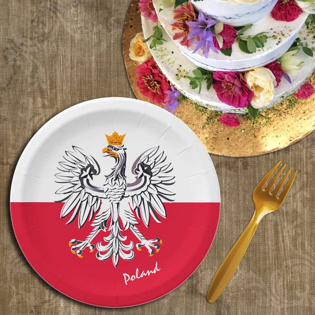 Plato De Papel Bandera y águila polacas, patriotas fiestas/deport (Subido por el creador)