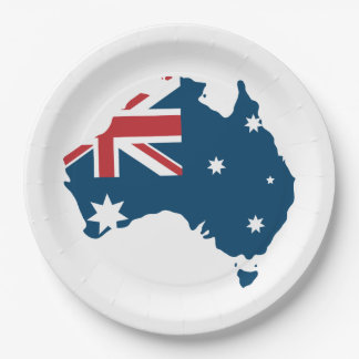Plato De Papel Bandera y mapa de Australia