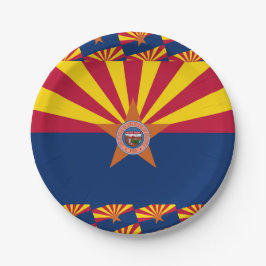 Plato De Papel Bandera y Sello de Arizonan, Bandera de Arizona