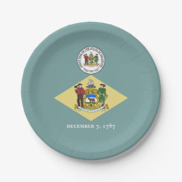 Plato De Papel Bandera y Sello de Delawarean, Delaware