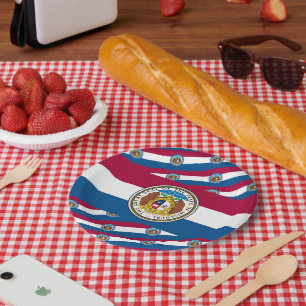 Plato De Papel Bandera y sello de Missourian, Misuri