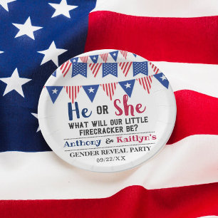 Plato De Papel Banderas De Bunting 4 De Julio Fiesta De Revelació