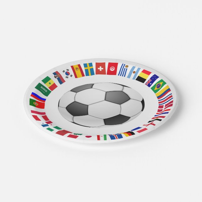 PLATO DE PAPEL BANDERAS DE EQUIPO FÚTBOL SOCCER 2018 SÍMBOLO CÍRC (Angular)