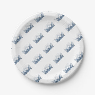 Plato De Papel Banderas estadounidenses de época azul y blanca co
