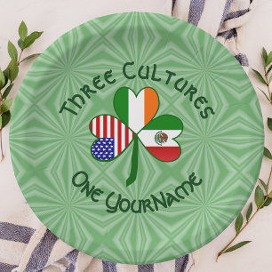Plato De Papel Banderas Irlandesas Americanas Mexicanas Trébol Pe