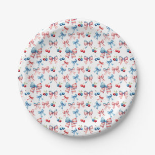 Plato De Papel Banderas y cerezas