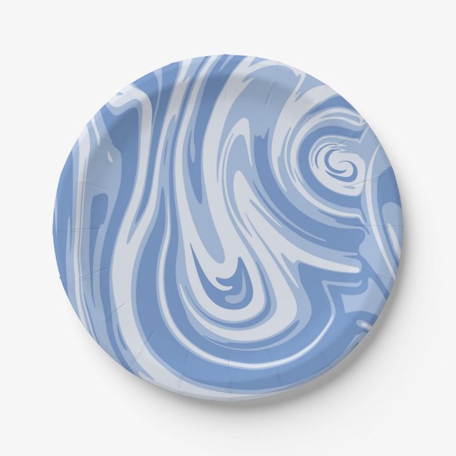 Plato De Papel Bañera de mármol azul claro y crema (Anverso)