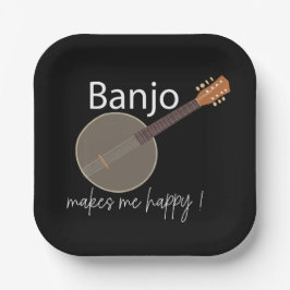 Plato De Papel Banjo me hace feliz Fiesta musical
