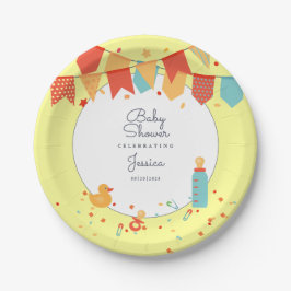 Plato De Papel Banner rojo amarillo de Baby Shower lindo marca Co