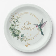 **Baño de bebé Pajarito colibrí Eucalipto Acuarela