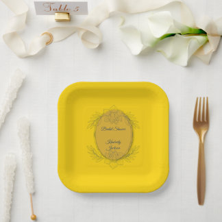 Plato De Papel Baño de novia ovalado de elegancia dorada