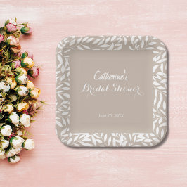 Plato De Papel Baño Nupcial Minimalista en Beige