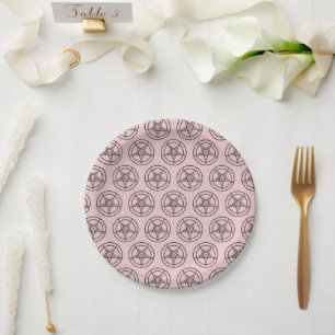 Plato De Papel Baphomet rosa Pentagram Satanic