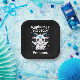 Plato De Papel Baphomet Transgénero Respeta Pronombres Orgullo Tr