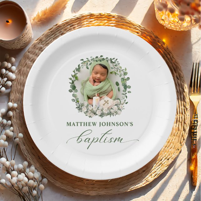 Plato De Papel Baptismo Christening Foto Rosa Floral (Subido por el creador)