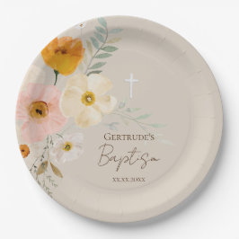 Plato De Papel Baptismo delicado ramo