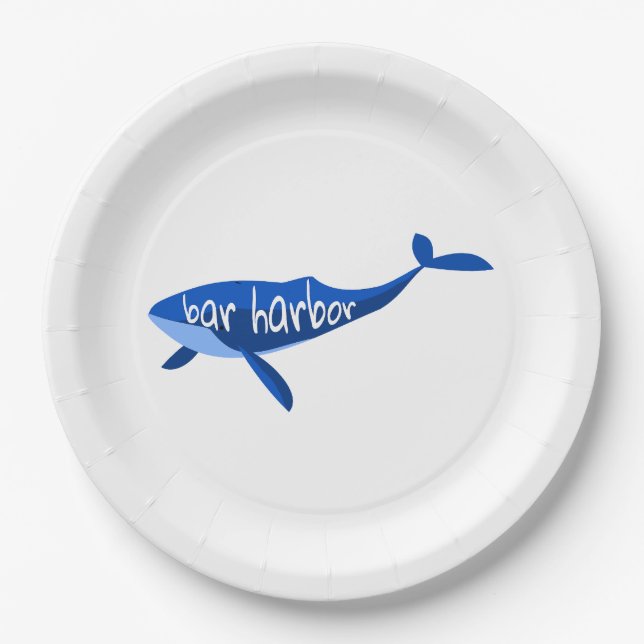 Plato De Papel Bar Harbour Maine Whale (Anverso)