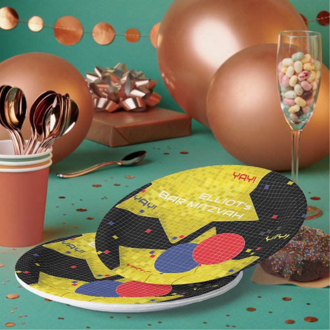 Plato De Papel Bar o Bat Mitzvah GAME ON 2 (Multi)