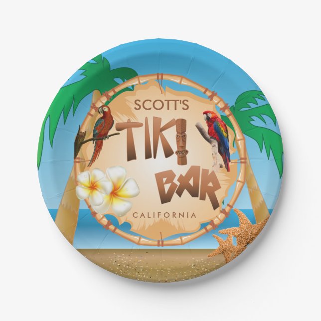 Plato De Papel Bar Tiki - Personalizado (Anverso)