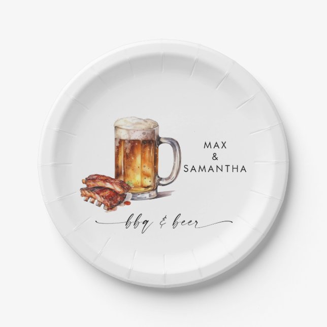 Plato De Papel barbacoa y cerveza personalizada (Anverso)