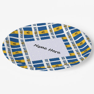 Plato De Papel Barbados y bandera de Barbadian personalizados en