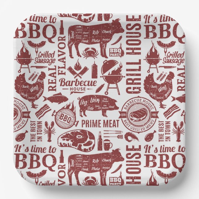 Plato De Papel Barbecue Bbq Grilling (Anverso)