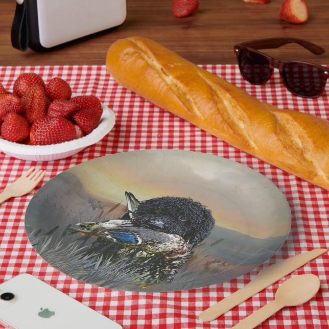 Plato De Papel Barbet , Perro de Agua Francés (Picnic)
