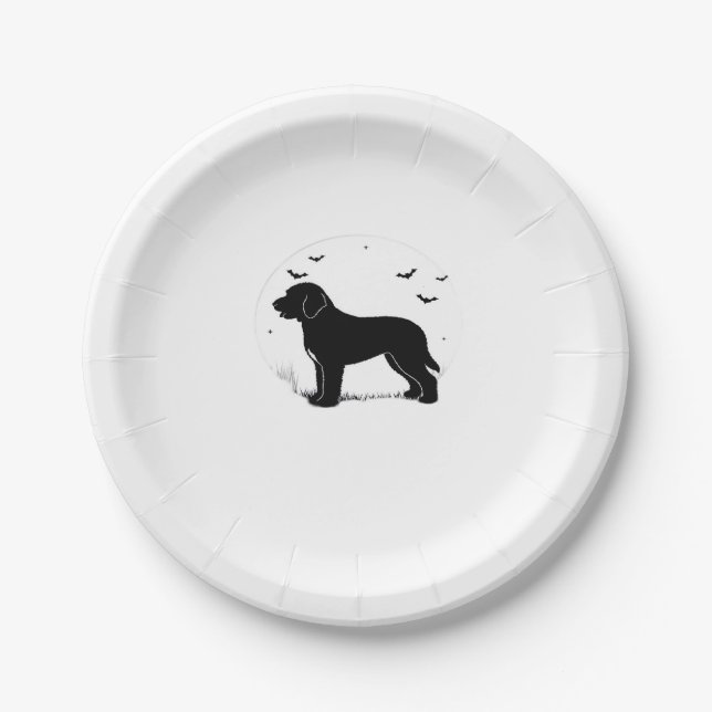 Plato De Papel Barbet Perro � Halloween Moon Silhouette sobredime (Anverso)