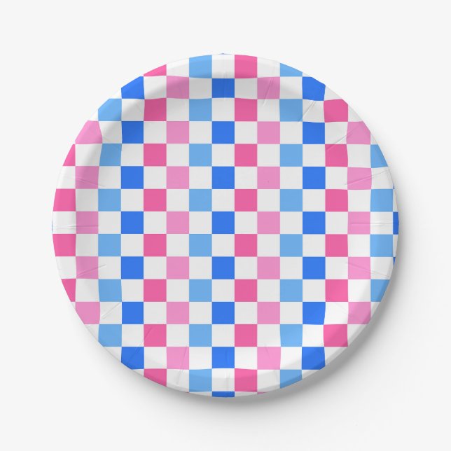 Plato De Papel Barbie goes to the ocean checkerboard pattern (Anverso)
