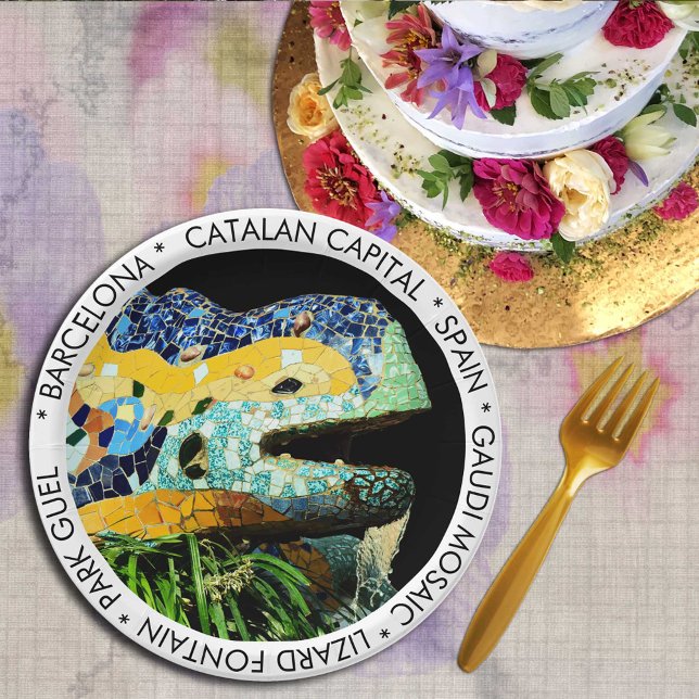 Plato De Papel Barcelona, Gaudí - Lizard, España (cena fiesta) (Subido por el creador)