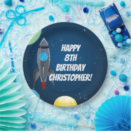 Plato De Papel Barco de cohetes en el espacio ultraterrestre