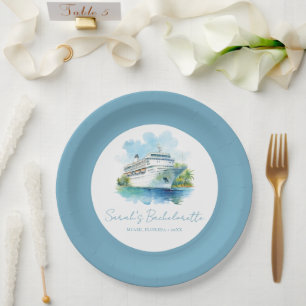 Plato De Papel Barco de crucero de Bachelorette Party personaliza