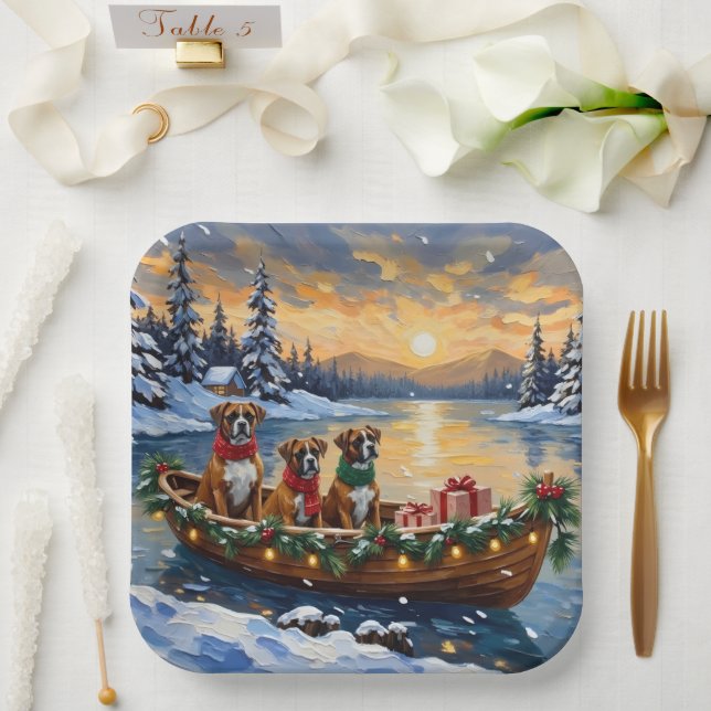 Plato De Papel Barco de Navidad de Boxer Fiesta (Boda)