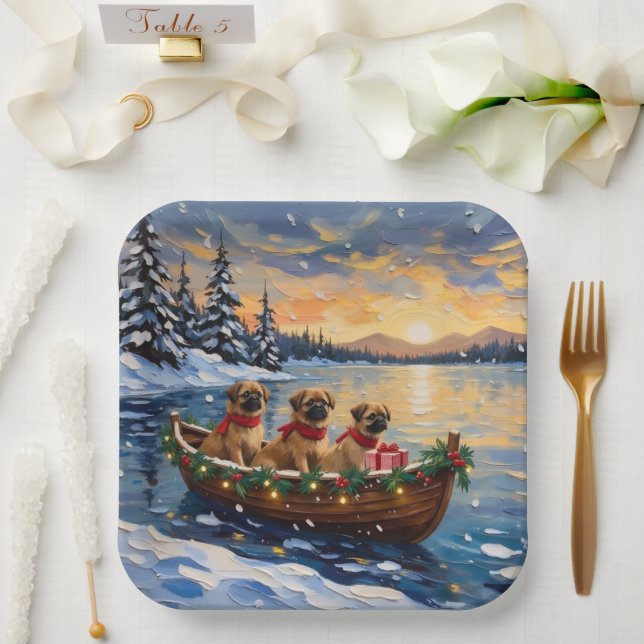 Plato De Papel Barco de Navidad de Pekín Fiesta (Boda)