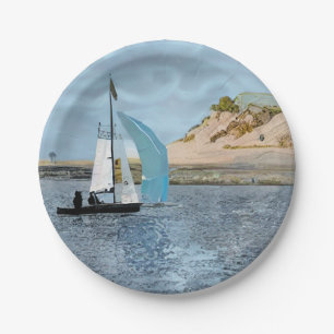 PLATO DE PAPEL BARCO DE VELA