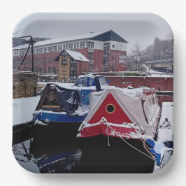 Plato De Papel Barcos azules y rojos