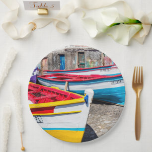 Plato De Papel Barcos de pesca de colores, Cabo Verde