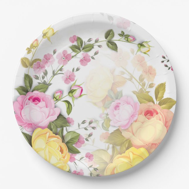 Plato De Papel Barcos de Rosas 4 (Anverso)