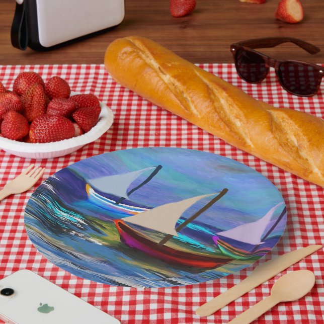 Plato De Papel Barcos marítimos (Picnic)