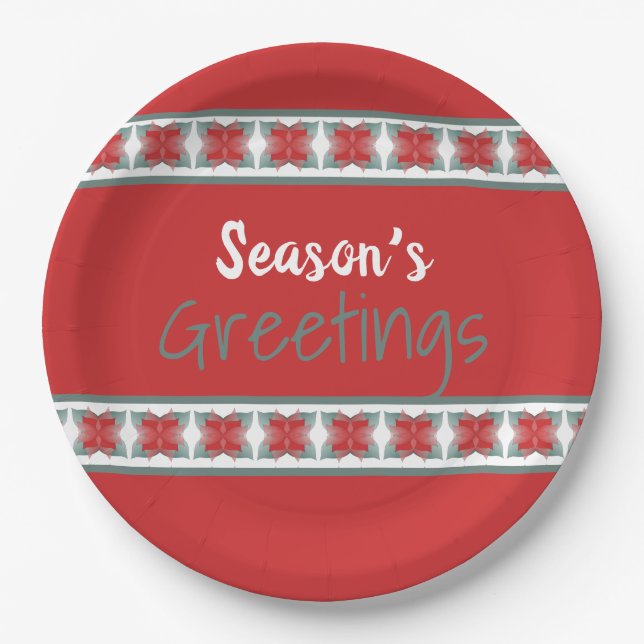 Plato De Papel Barn Rojo y Verde azulado (Anverso)