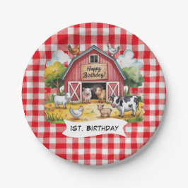 Plato De Papel Barnyard Animals 1st. Birthday Party