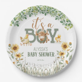 Plato De Papel Barnyard Animals Baby Boy Baby Shower