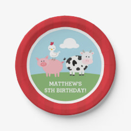 Plato De Papel Barnyard Birthday Bash/Fiesta