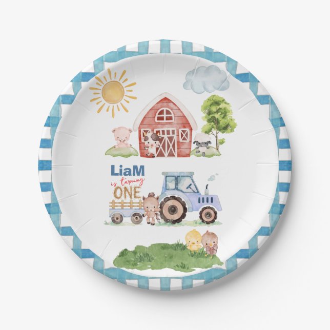 Plato De Papel Barnyard Fun 1st Birthday (Anverso)