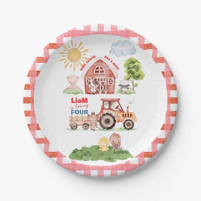 Plato De Papel Barnyard Fun Any Age Birthday (Anverso)