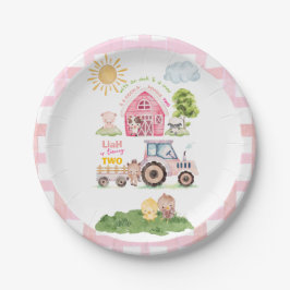 Plato De Papel Barnyard Fun Pink 2nd Birthday 