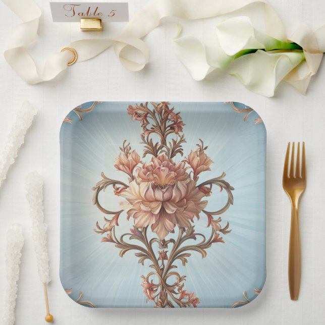 Plato De Papel Baroque Rose  Paper Plate (Boda)